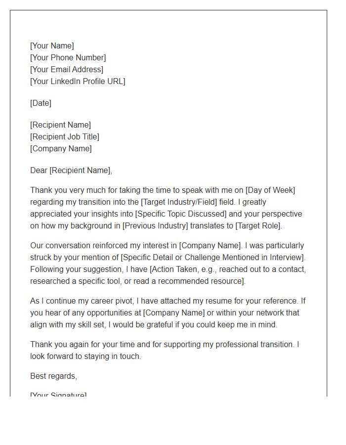 Career Change Informational Interview Follow Up Cover Letter Template