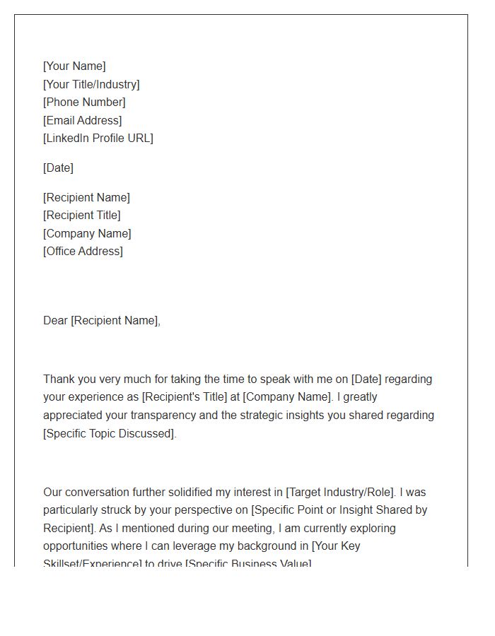 Executive Networking Informational Interview Follow Up Cover Letter Template