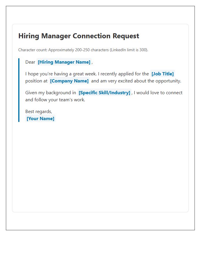 Hiring Manager LinkedIn Connection Request Cover Letter Template