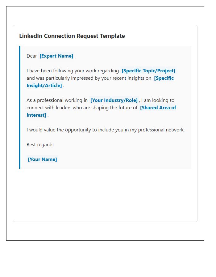 Industry Expert LinkedIn Connection Request Cover Letter Template