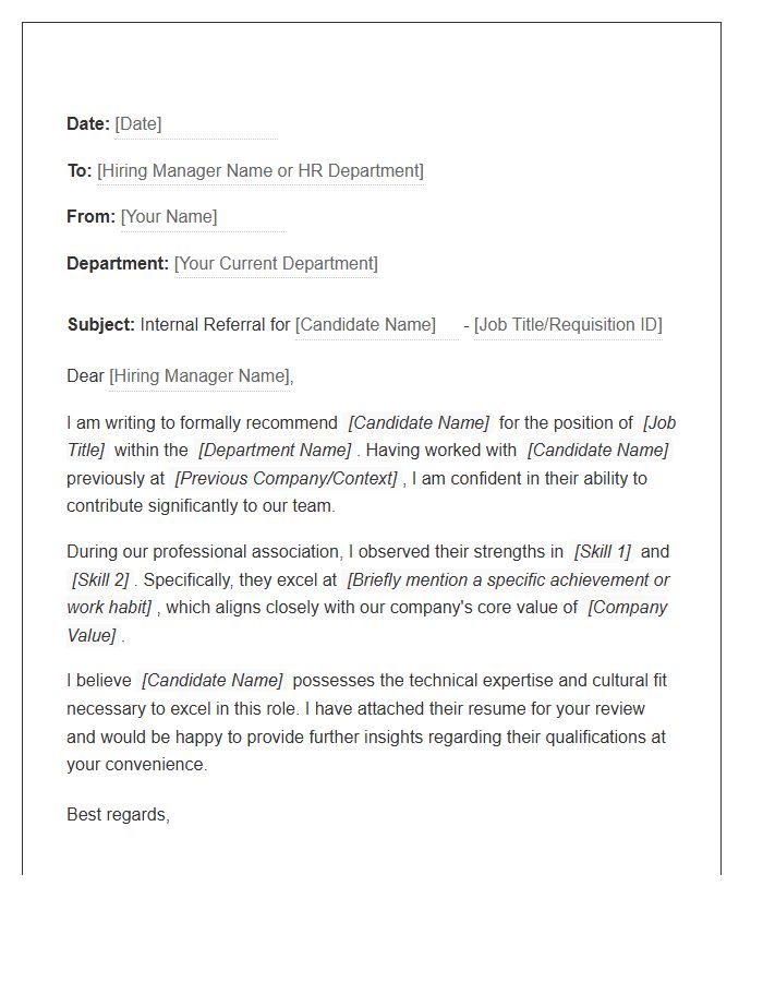 Internal Employee Referral Cover Letter Template