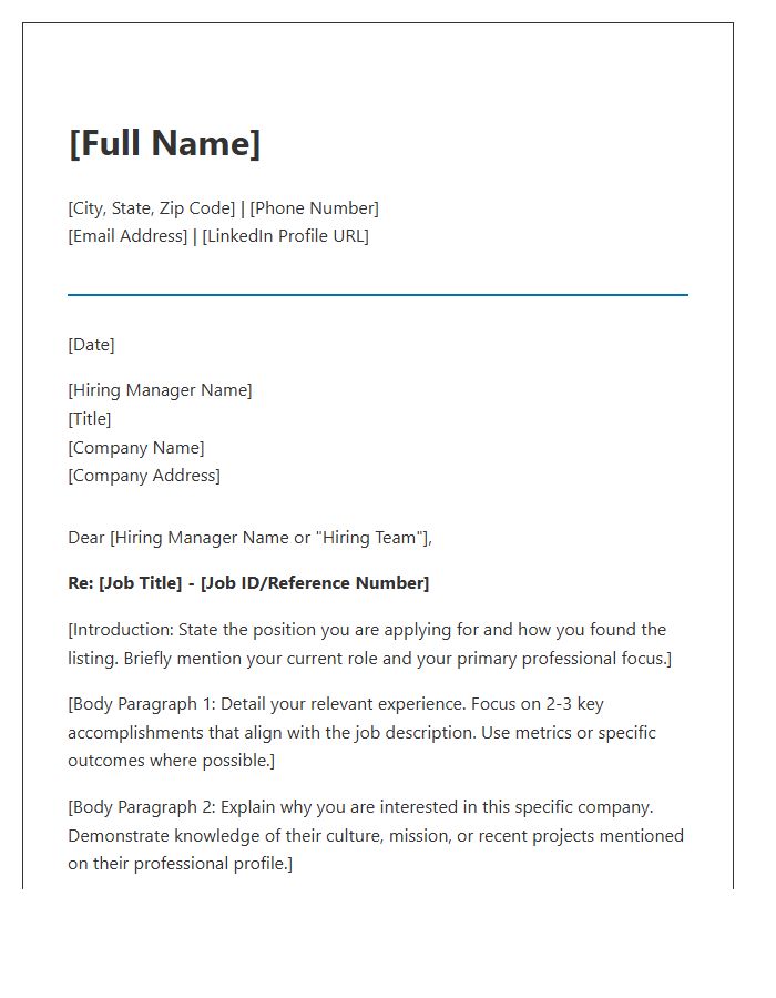 Linked Professional Network Cover Letter Template