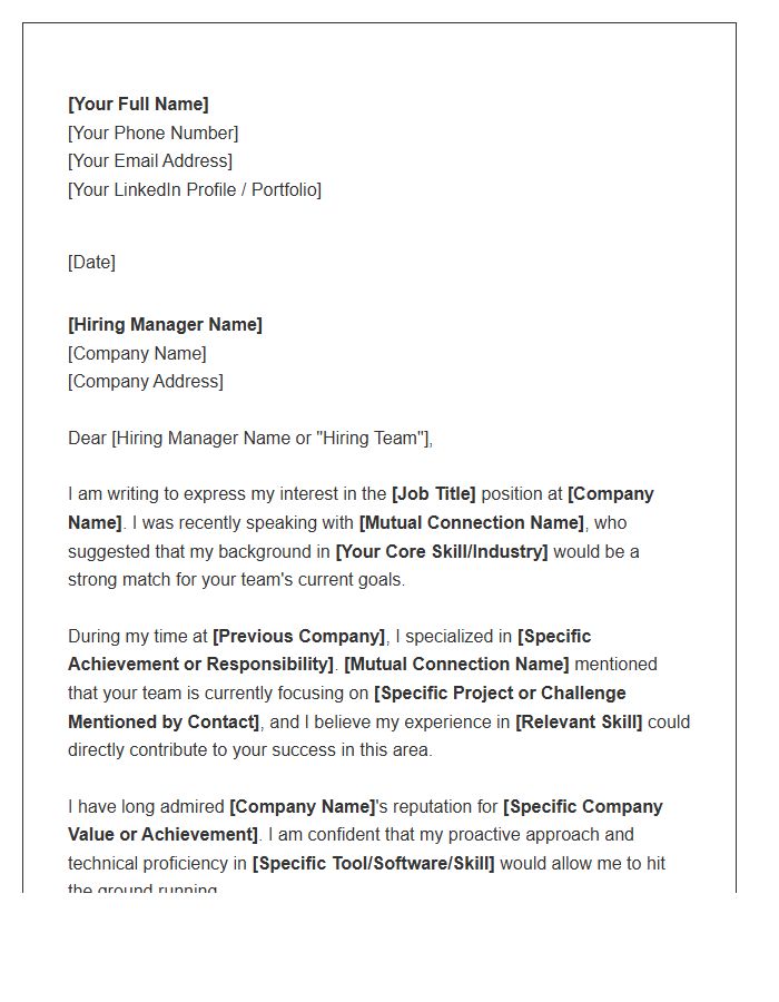 Shared Professional Contact Cover Letter Template