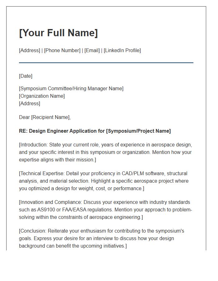 Aerospace Symposium Design Engineer Cover Letter Template