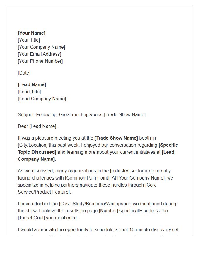 Marketing Trade Show Lead Generation Cover Letter Template