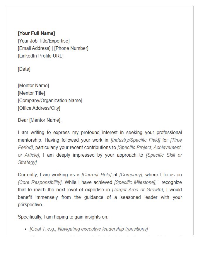 Industry Expert Mentorship Cover Letter Template
