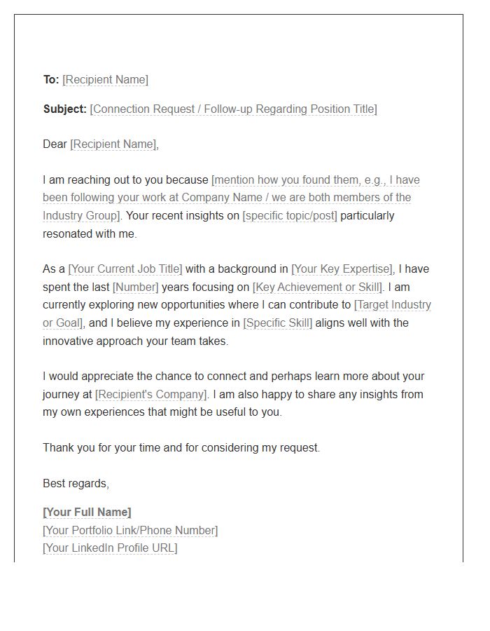 LinkedIn Professional Connection Cover Letter Template