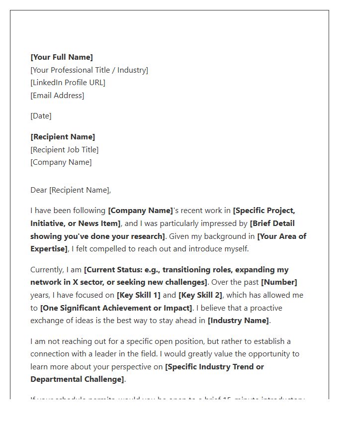 Strategic Networking Introduction Cover Letter Template