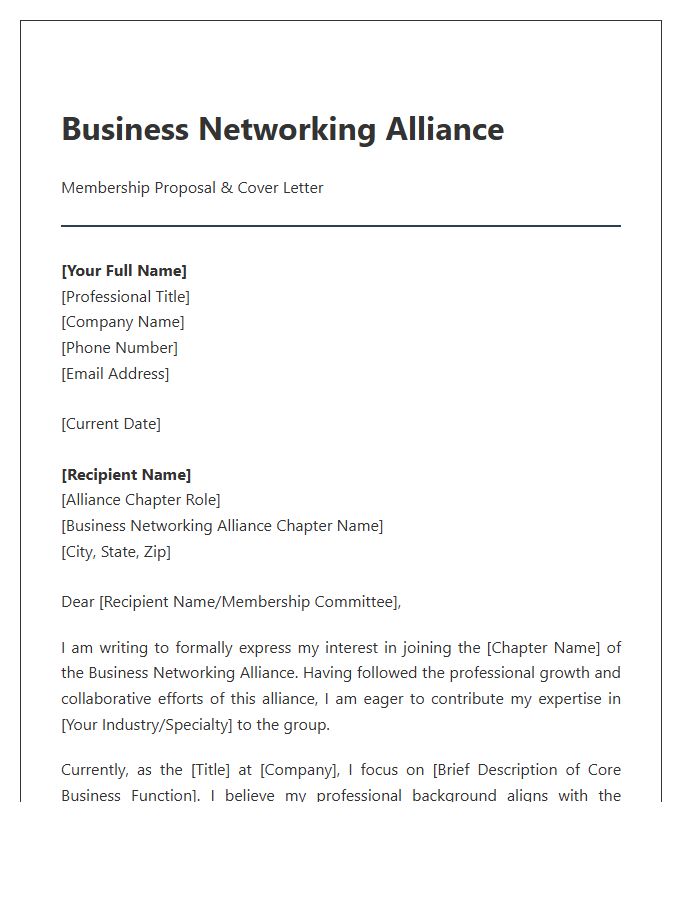 Business Networking Alliance Cover Letter Template