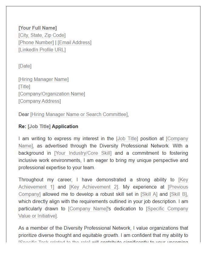 Diversity Professional Network Cover Letter Template