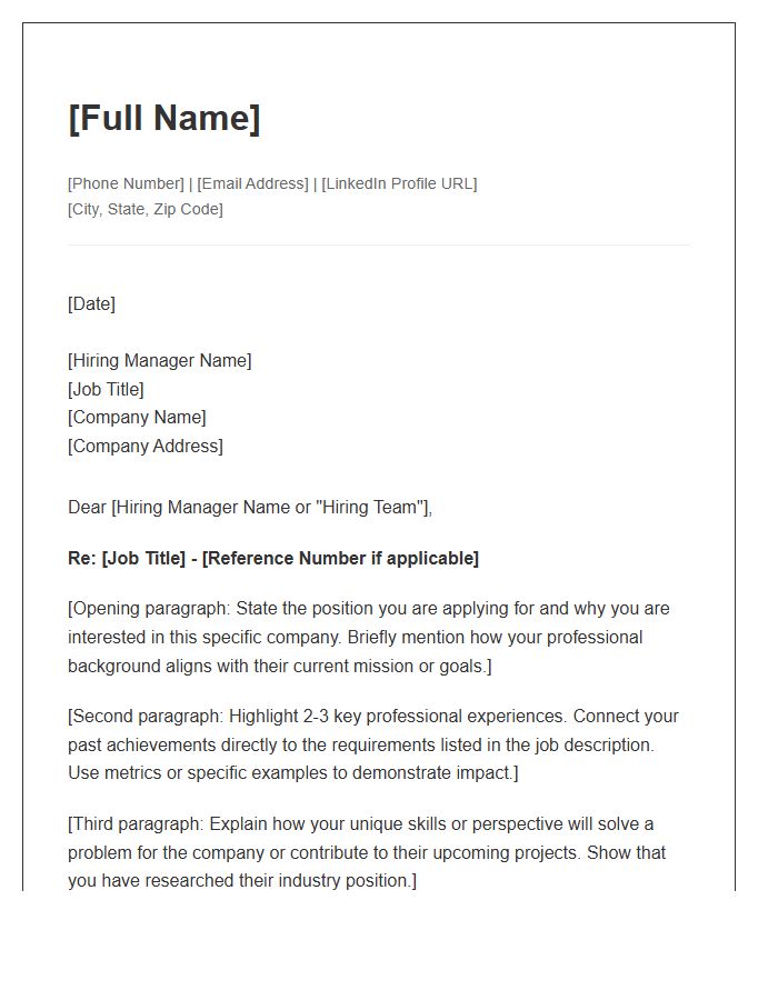 Connected Professional Experience Cover Letter Template