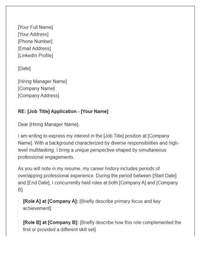 Overlapping Professional Experience Cover Letter Template
