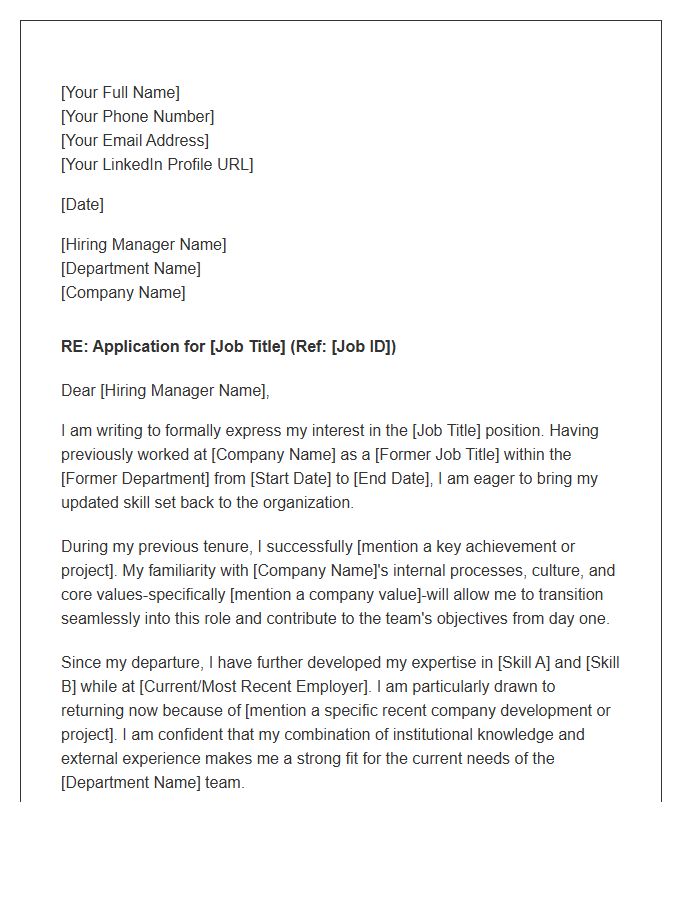 Same Company Alumnus Cover Letter Template