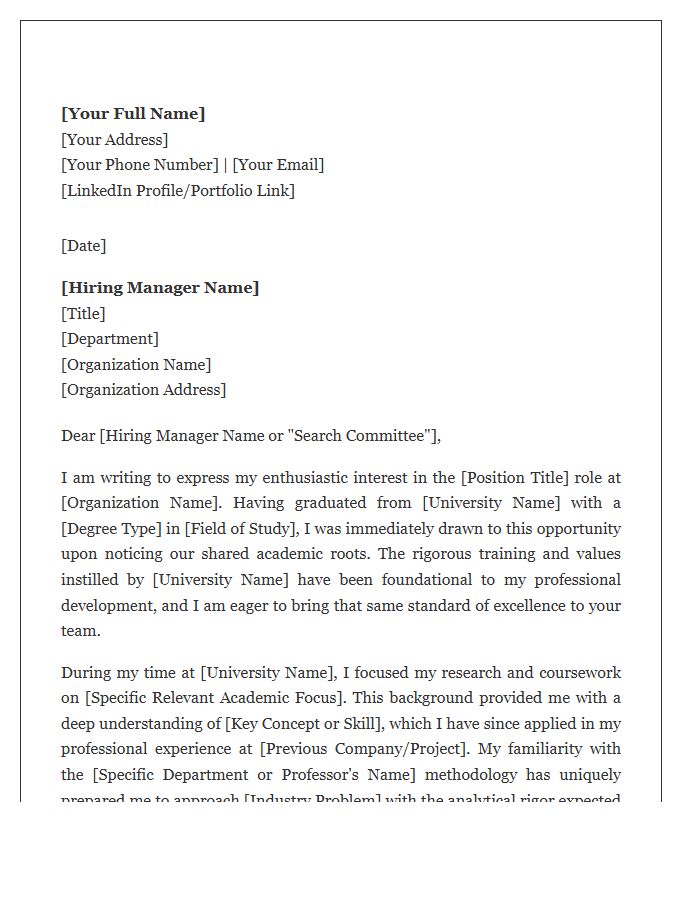 Shared Academic Background Cover Letter Template