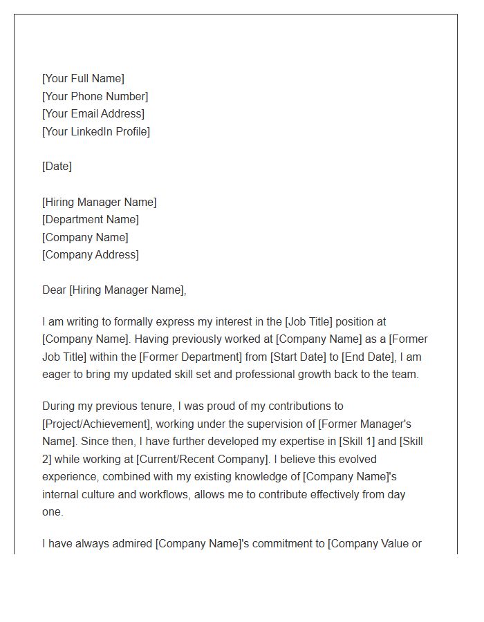 Shared Former Employer Cover Letter Template