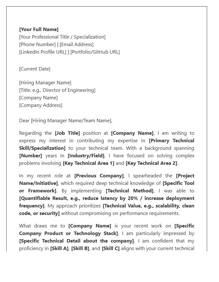 Shared Technical Specialization Cover Letter Template