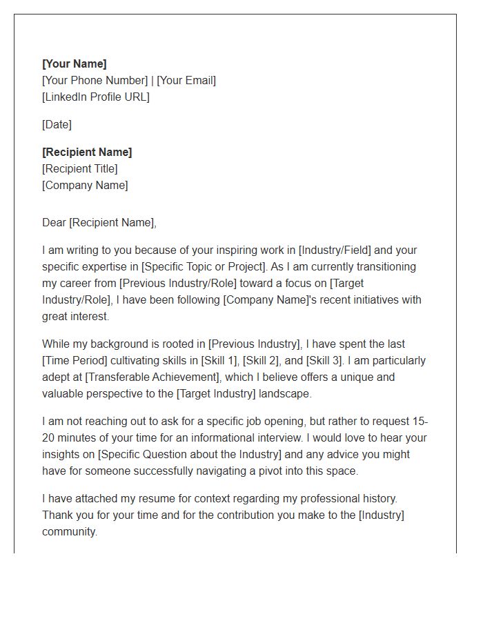 Career Pivot Networking Cover Letter Template