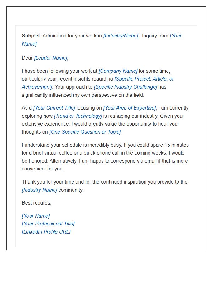 Industry Leader Networking Outreach Cover Letter Template