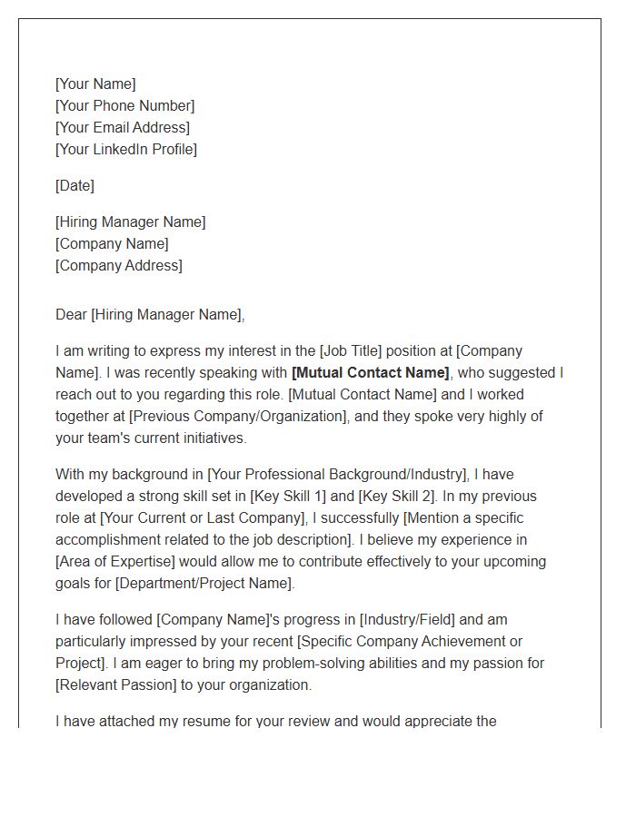 Mutual Contact Introduction Cover Letter Template