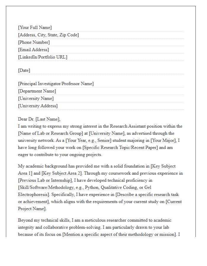 Academic Research Assistant Cover Letter Template University Network