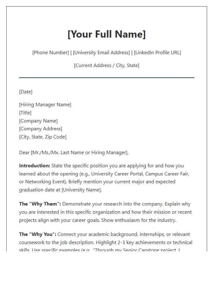 Campus Recruitment Cover Letter Template University Career Center
