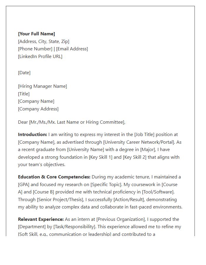 Entry Level Career Network Cover Letter Template University Sample