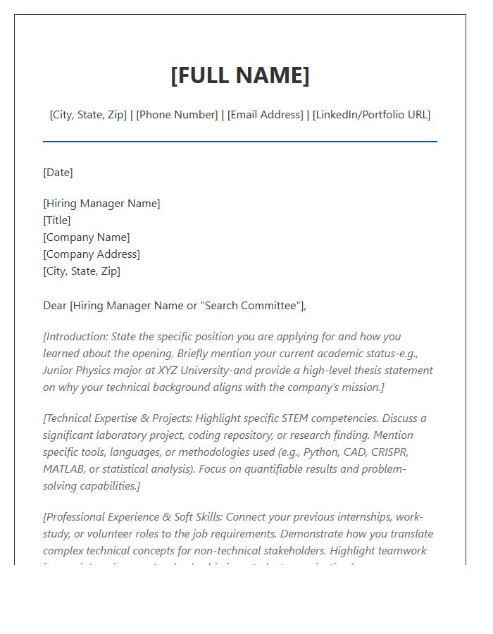 STEM Student Career Network Cover Letter Template Document