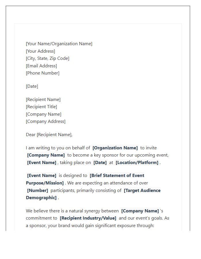 Event Sponsorship Outreach Cover Letter Template