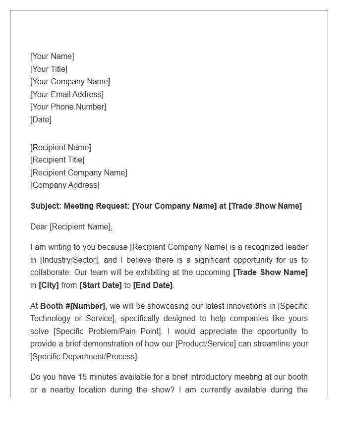 Industry Trade Show Introduction Cover Letter Template