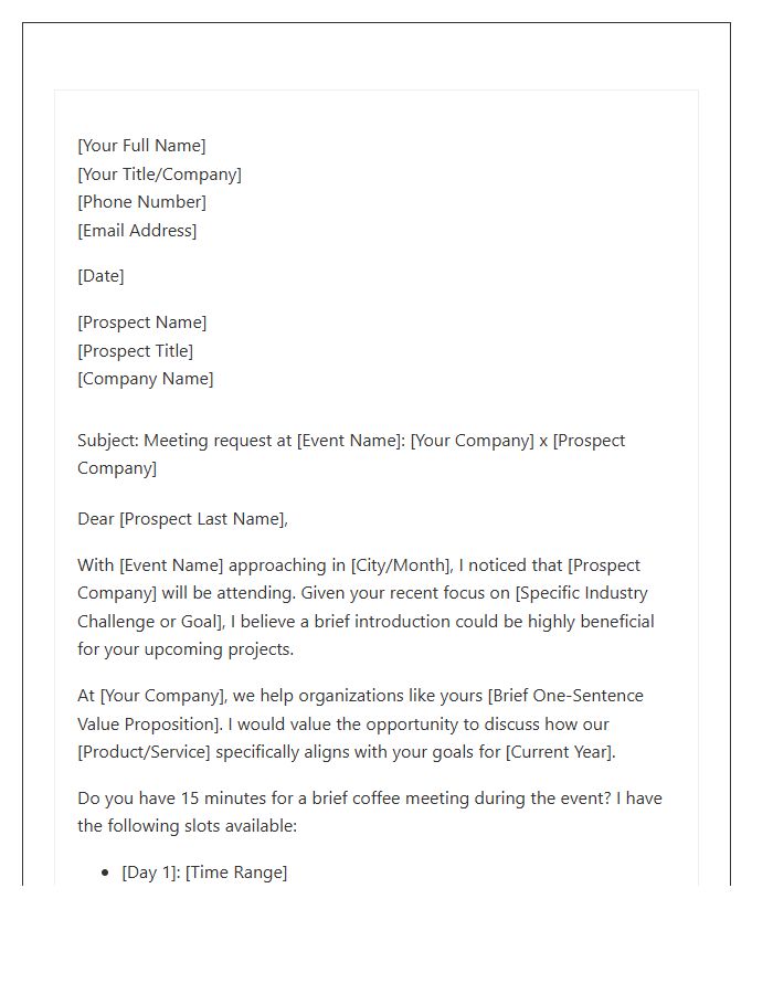 Pre Event Appointment Setting Cover Letter Template