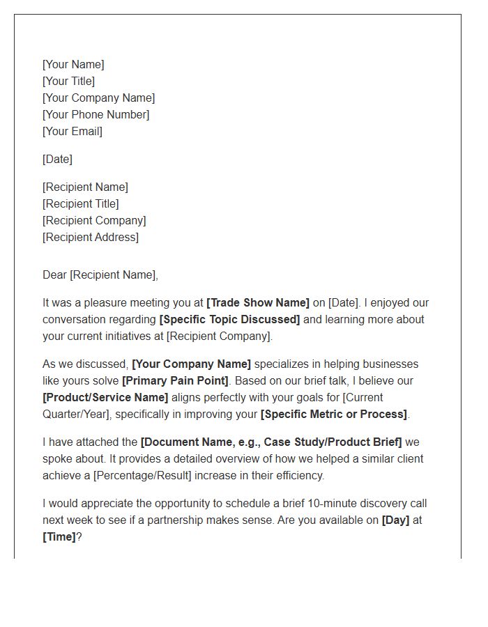 Trade Show Lead Generation Cover Letter Template