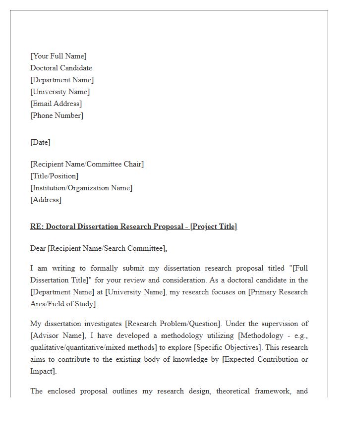Doctoral Dissertation Research Cover Letter Template
