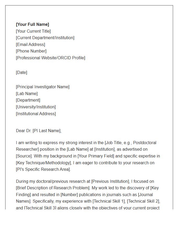 Principal Investigator Research Lab Cover Letter Template