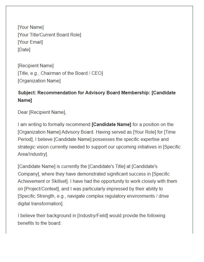Advisory Board Member Referral Cover Letter Template