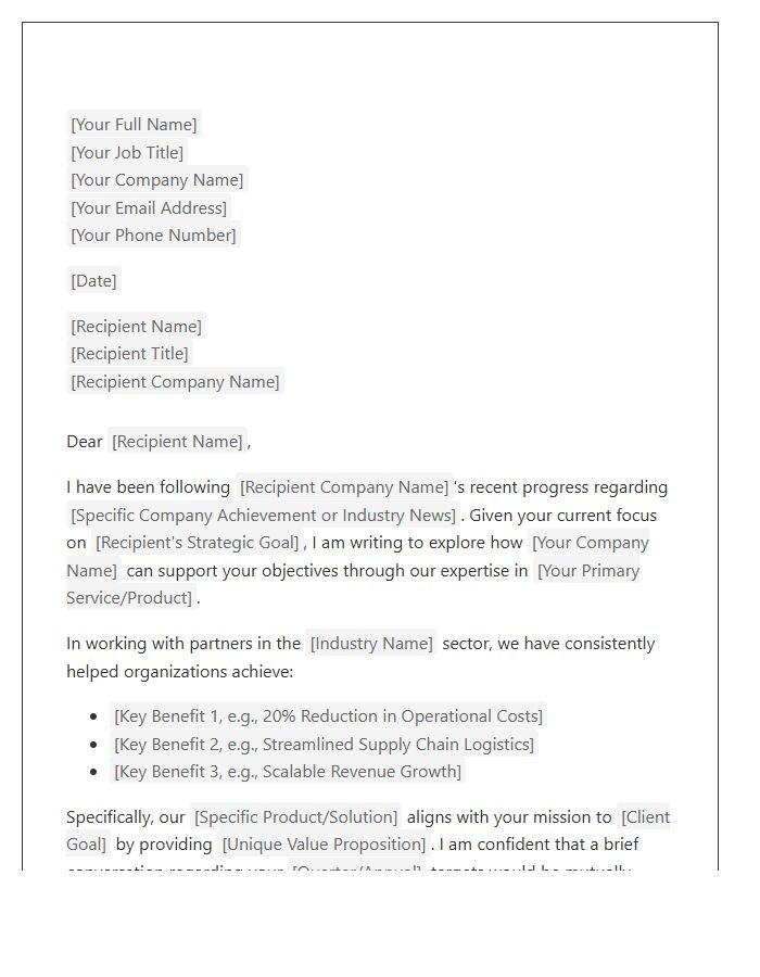 B2B Sales Client Connection Cover Letter Template