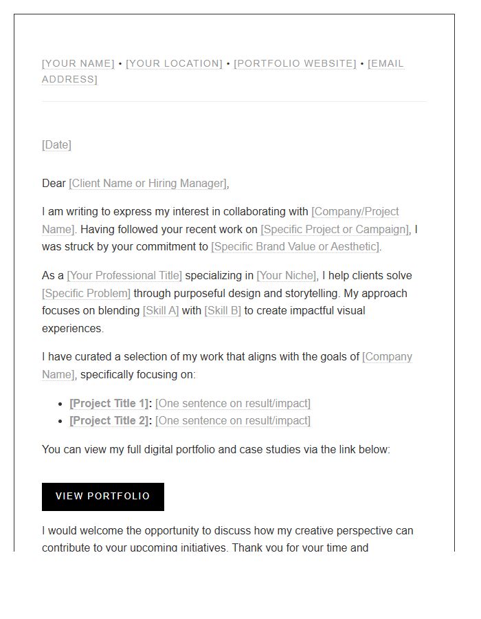Creative Portfolio Client Introduction Cover Letter Template