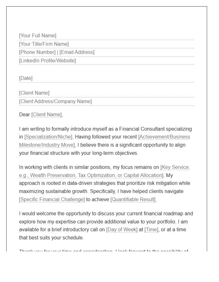 Financial Consultant Client Connection Cover Letter Template