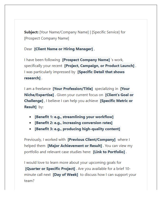 Freelance Client Outreach Cover Letter Template