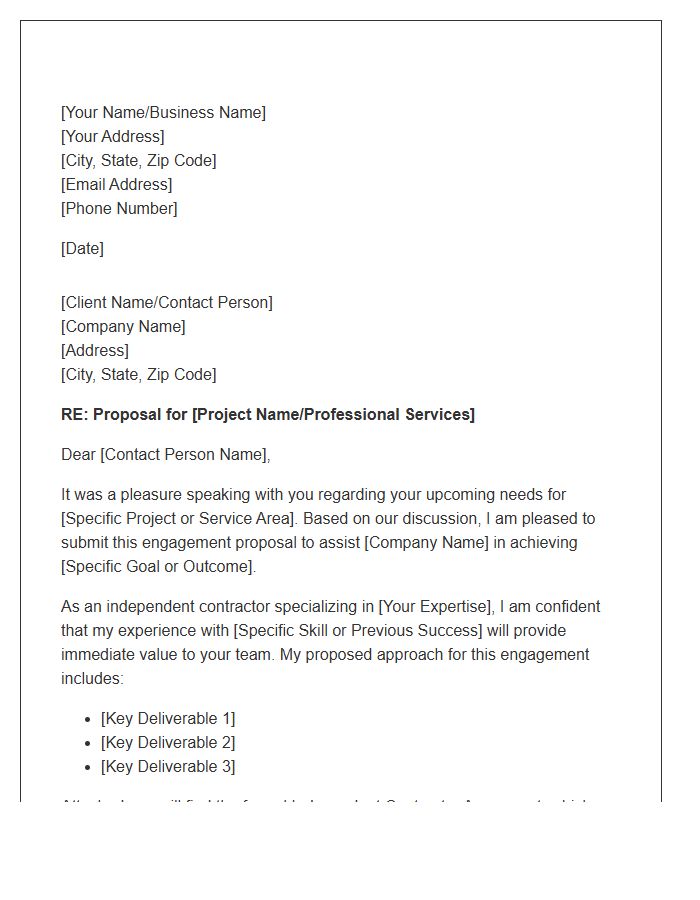 Independent Contractor Client Engagement Cover Letter Template