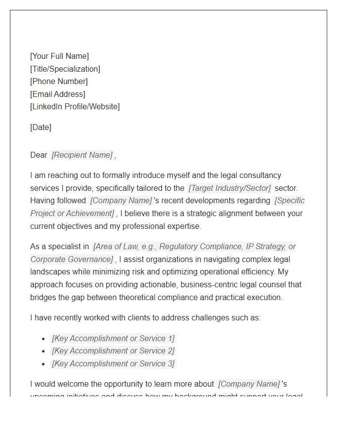 Legal Consultant Client Networking Cover Letter Template