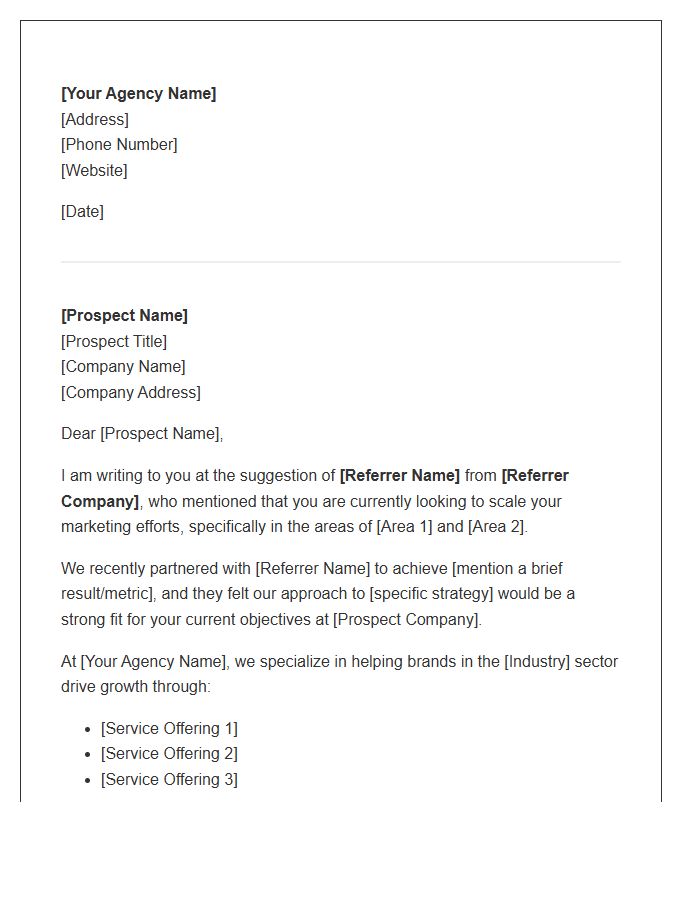 Marketing Agency Client Referral Cover Letter Template