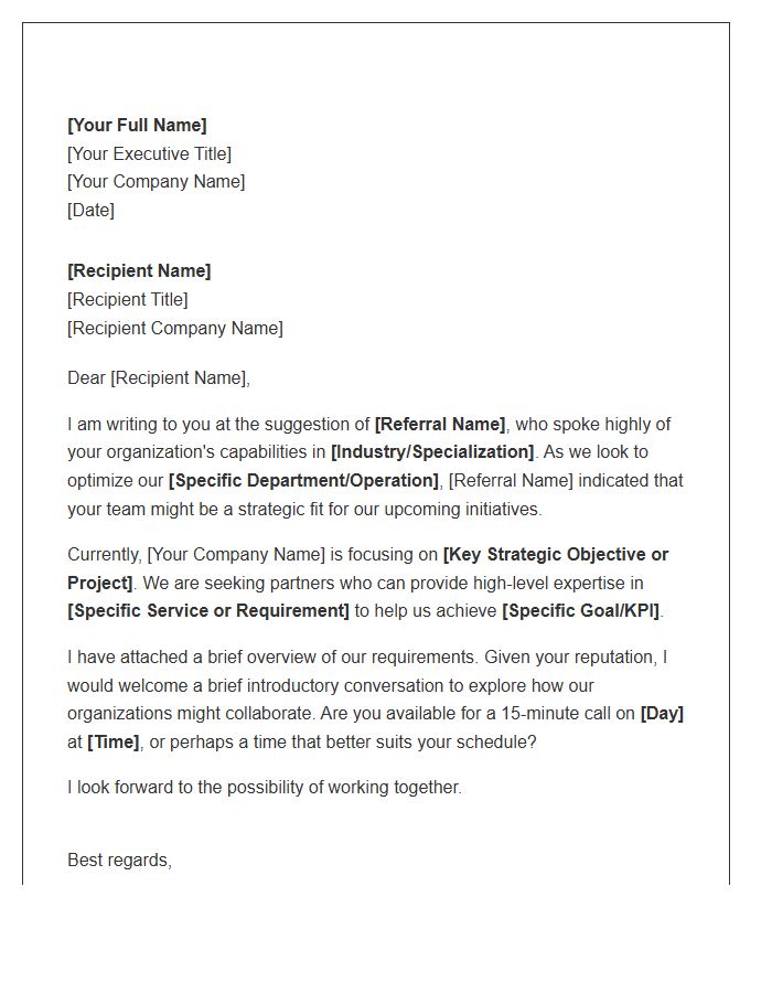 Executive Supplier Referral Networking Cover Letter Template