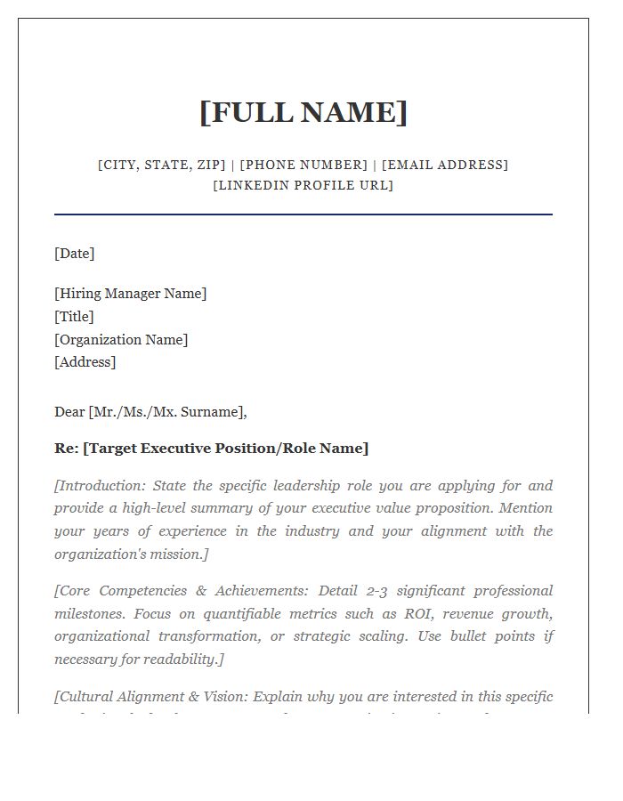 Executive Professional Development Network Cover Letter Template