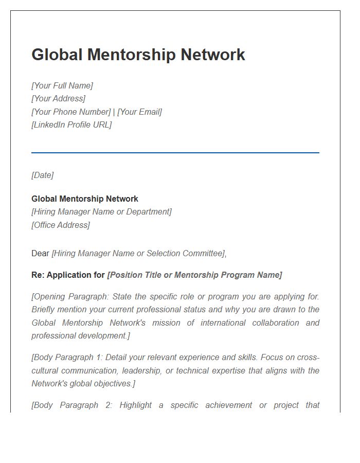 Global Mentorship Network Cover Letter Template