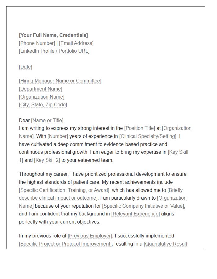 Healthcare Professional Development Cover Letter Template