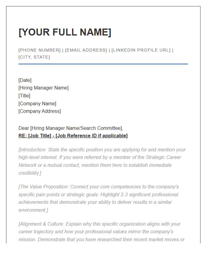 Strategic Career Network Cover Letter Template