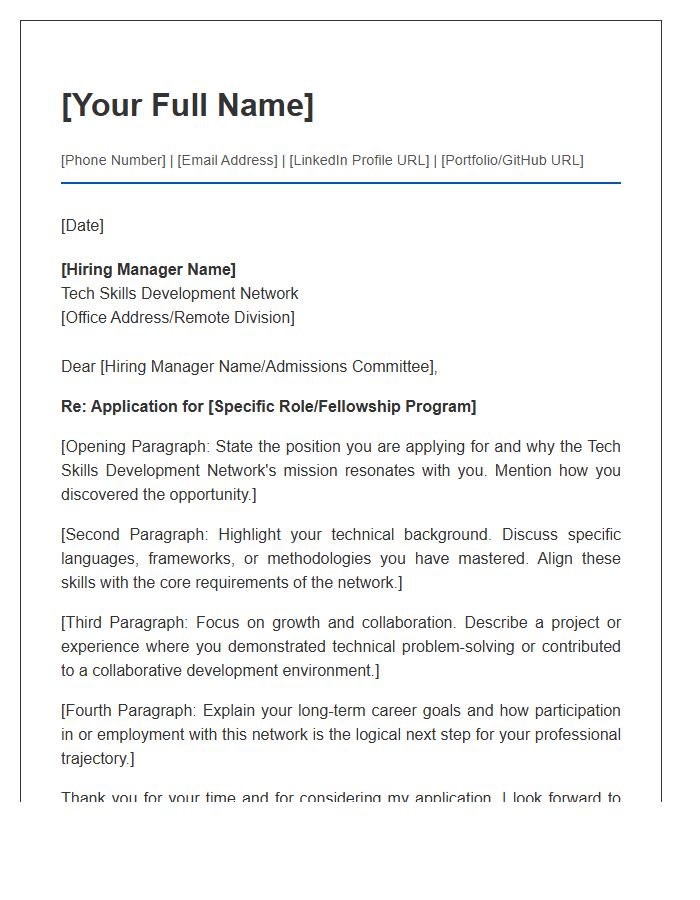 Tech Skills Development Network Cover Letter Template