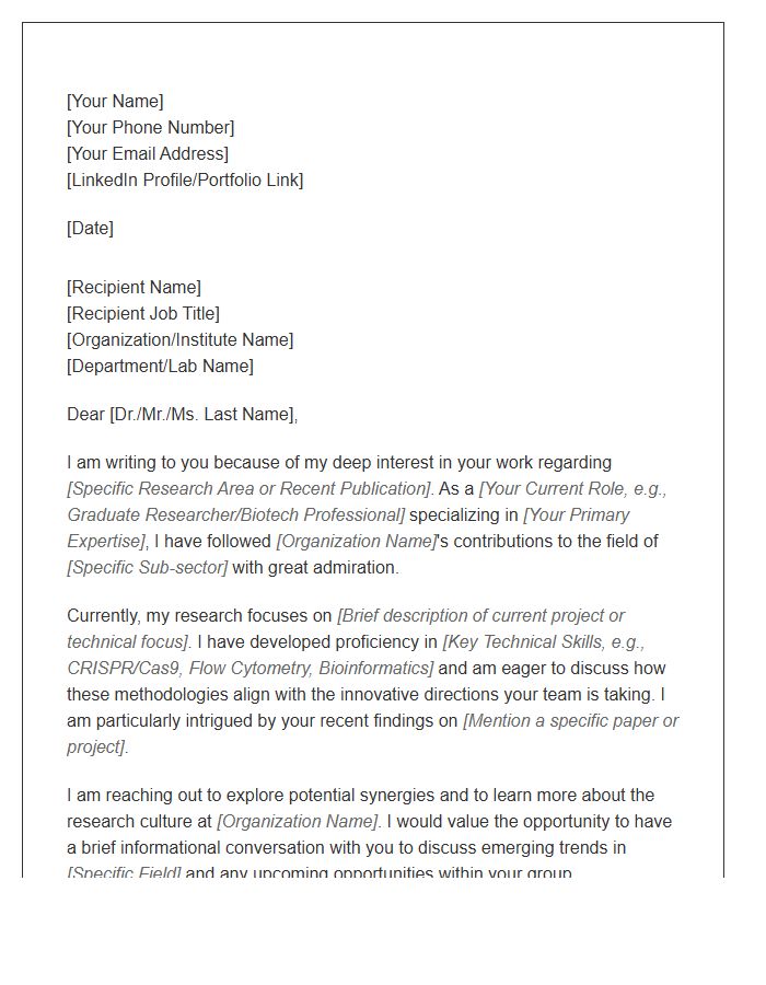 Biotechnology Research Networking Cover Letter Template