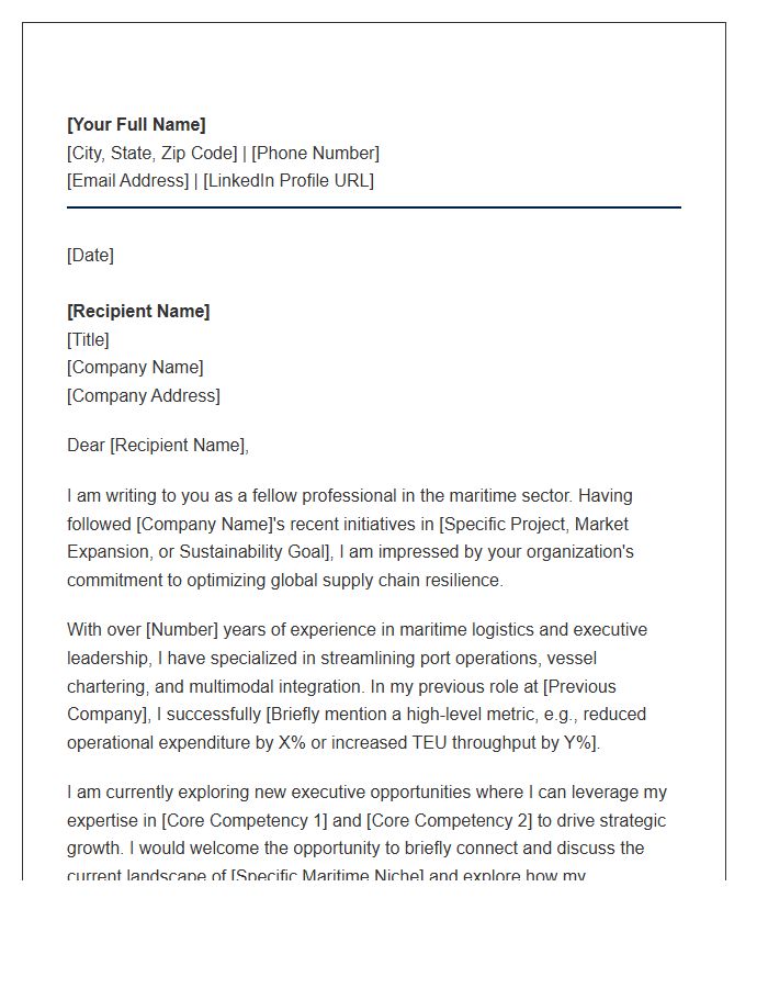 Maritime Logistics Executive Networking Cover Letter Template