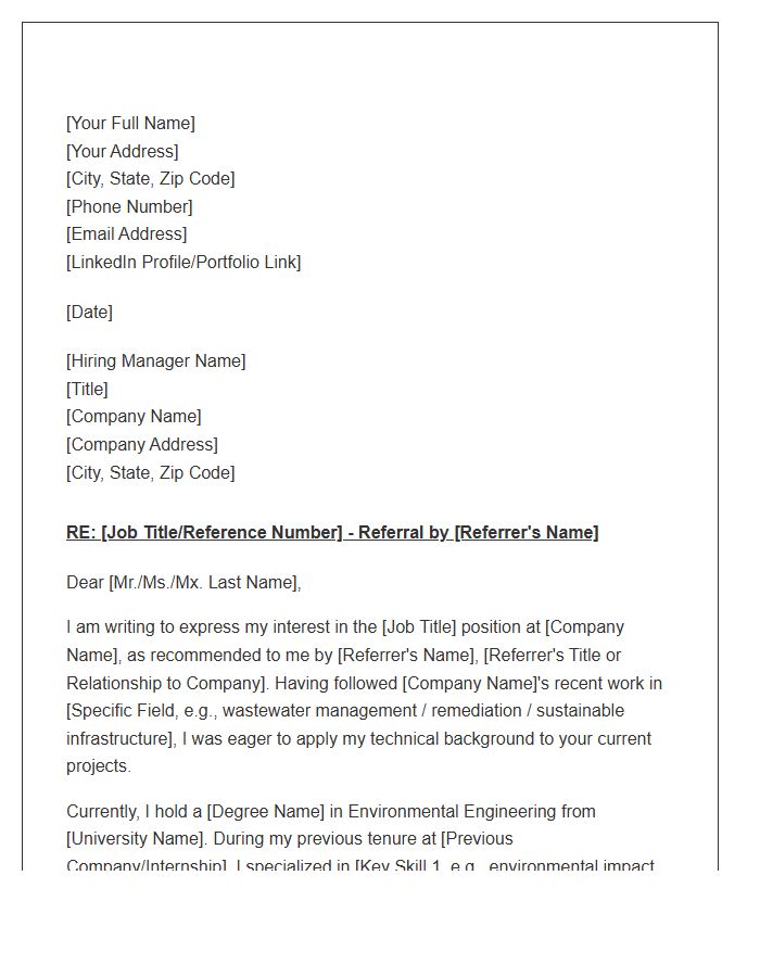 Environmental Engineering Referral Cover Letter Template